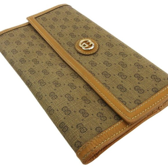 Authentic GUCCI wallet micro GG beige PVC �~ leather - Picture 4 of 9